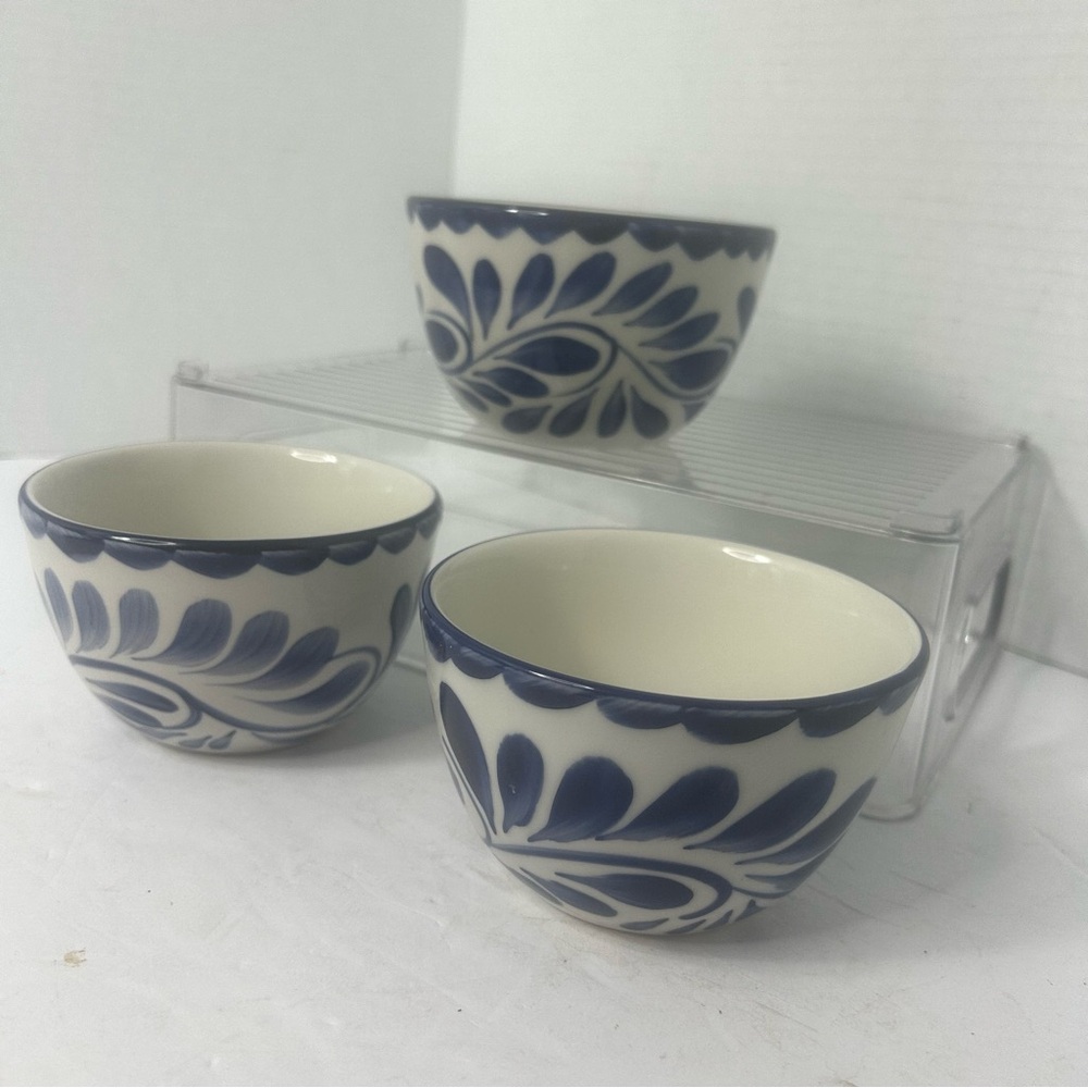 Pottery Barn Anfora Puebla Ceramic Condiment Bowls Set Hokes 8 Oz Made in Mexico - Picture 2 of 6
